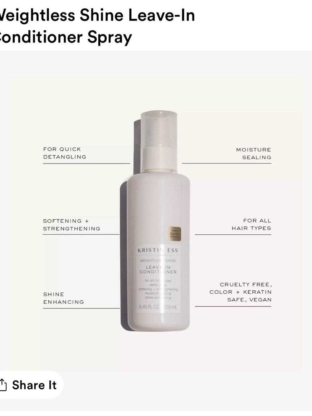 Kristin Ess Weightless Shine Leave-In Conditioner Spray - White